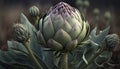 Generative AI, Artichoke macro photorealistic illustration, agricultural vegetable. Nature organic healthy farm food concept,