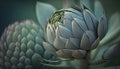 Generative AI, Artichoke macro photorealistic illustration, agricultural vegetable. Nature organic healthy farm food concept,