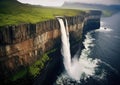 Breathtaking Majestic Cliffs With Waterfall Cascading Down in Stunning Detail Generative AI Illustration