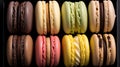 Generative AI, Assortment of macaroons, different french sweet