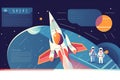 Generative AI Astronaut Team Travel Rocket-