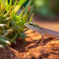 Generative-AI Attentive Lizard Staring to the Left Royalty Free Stock Photo