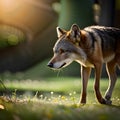 Attentive Wolf Staring to the Left Royalty Free Stock Photo