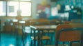 Generative AI Back to school concept Classroom in blur background without young student Blurry view of elementary Royalty Free Stock Photo