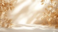 Generative AI Background Shadow Studio Autumn Beige Plant Overlay Podium 3d White Light Design Table Product Room