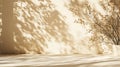 Generative AI Background Shadow Studio Autumn Beige Plant Overlay Podium 3d White Light Design Table Product Room