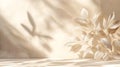 Generative AI Background Shadow Studio Autumn Beige Plant Overlay Podium 3d White Light Design Table Product Room