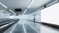 Generative AI A baggage claim area in a hall of a contemporary airport arrival zone with luggage conveyor belt and Royalty Free Stock Photo