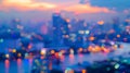 Generative AI bangkok cityscape river view at twilight time Blurred Photo bokeh business concept. Royalty Free Stock Photo