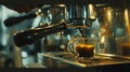 Generative AI Barista making coffee with machine Young coffeemaker making espresso in restaurant business concept. Royalty Free Stock Photo