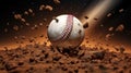 Generative AI, baseball ball in dry sand explosion, Pitchers Mound Royalty Free Stock Photo
