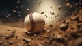 Generative AI, baseball ball in dry sand explosion, Pitchers Mound Royalty Free Stock Photo