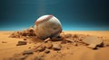 Generative AI, baseball ball in dry sand explosion, Pitchers Mound Royalty Free Stock Photo