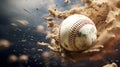 Generative AI, baseball ball in dry sand explosion, Pitchers Mound