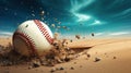 Generative AI, baseball ball in dry sand explosion, Pitchers Mound