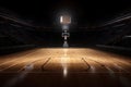 Generative AI of a basketball arena with floodlights and ball