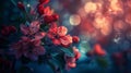 Generative AI Beautiful apple tree unblown flowers close up spring blooming red flowers on blurred bokeh backgroun Royalty Free Stock Photo