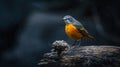 Generative AI Beautiful bird Phoenicurus auroreus daurian redstart standing on a log business concept.