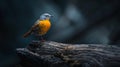 Generative AI Beautiful bird Phoenicurus auroreus daurian redstart standing on a log business concept.