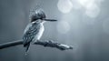 Generative AI Beautiful BirdCrested Kingfisher Megaceryle lugubris rest on branch in nature business concept.