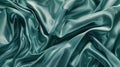 Generative AI Beautiful blue green silk satin Soft folds on shiny fabric Luxury turquoise background with copy spa Royalty Free Stock Photo