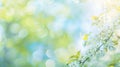 Generative AI Beautiful blurred spring background nature with blooming glade trees and blue sky on a sunny day bus Royalty Free Stock Photo