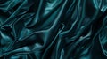 Generative AI Beautiful dark blue green silk satin background Soft folds on shiny fabric Luxury background with co Royalty Free Stock Photo