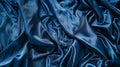 Generative AI Beautiful dark blue silk satin background Soft folds on shiny fabric Luxury background with copy spa Royalty Free Stock Photo