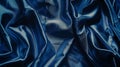 Generative AI Beautiful dark blue silk satin background Soft folds on shiny fabric Luxury background with copy spa Royalty Free Stock Photo