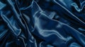 Generative AI Beautiful dark blue silk satin background Soft folds on shiny fabric Luxury background with copy spa Royalty Free Stock Photo
