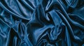 Generative AI Beautiful dark blue silk satin background Soft folds on shiny fabric Luxury background with copy spa Royalty Free Stock Photo