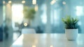 Generative AI Beautiful defocused office background - office interior panoramic background. business concept.