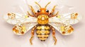 Generative AI, beautiful honey bee brooch, opal stone and golden color palette isolated on white background. Bijouterie, jewelry