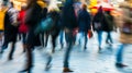 Generative AI Beautiful motion blur of walking people Early morning rush hours busy modern life concept Ideal for Royalty Free Stock Photo