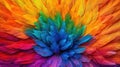 Generative AI, Beautiful rainbow colorful closeup feathers, photorealistic background, top view, aerial view.