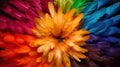 Generative AI, Beautiful rainbow colorful closeup feathers, photorealistic background, top view, aerial view.