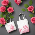 Generative AI, Beautiful rose flowers and exquisite handbags