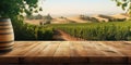 Generative AI, beautiful vineyard, green landscape. Rows of vines