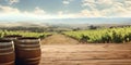 Generative AI, beautiful vineyard, green landscape. Rows of vines