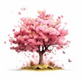 Generative AI : Beauty Cherry blossom pink sakura flower on white background 