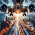 Generative AI Big airplane landing
