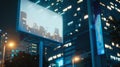 Generative AI Big empty billboard on the background of the city at night mock up business concept. Royalty Free Stock Photo