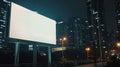 Generative AI Big empty billboard on the background of the city at night mock up business concept. Royalty Free Stock Photo