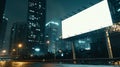 Generative AI Big empty billboard on the background of the city at night mock up business concept. Royalty Free Stock Photo