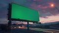 Generative AI Big empty billboard with green screen outdoors with highway business concept. Royalty Free Stock Photo