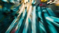 Generative AI Birds eye view and blurred motion of pedestrians on crosswalk in rush hour in Tokyo Japan creating a Royalty Free Stock Photo