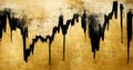 Generative AI, Black and golden watercolor abstract stock market charts