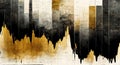 Generative AI, Black and golden watercolor abstract stock market charts