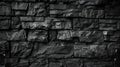 Generative AI Black old brick wall Dark gray stone wall Collapsing brickwork Weathered stone wall Black grunge bac Royalty Free Stock Photo