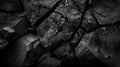 Generative AI Black rock texture Rough mountain surface with cracks Closeup Dark stone background with space for d Royalty Free Stock Photo